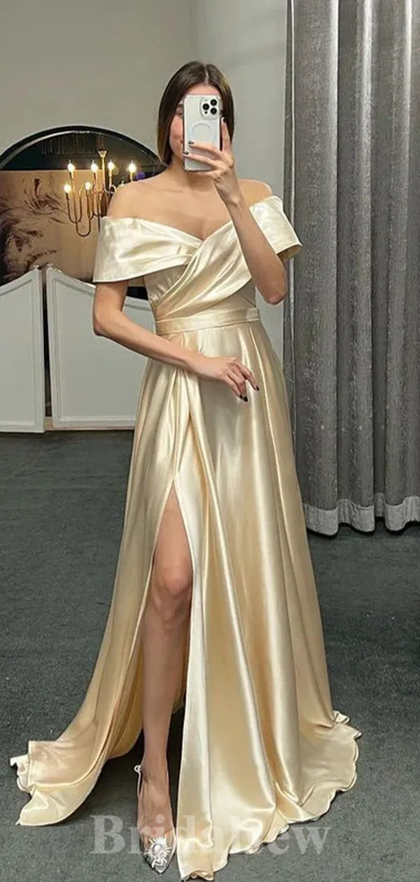 A-line Silver Red Champagne Black Simple Satin Long Women Evening Prom Dresses PD898