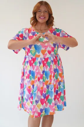 Allsorts Painterly Rainbow Hearts Dress