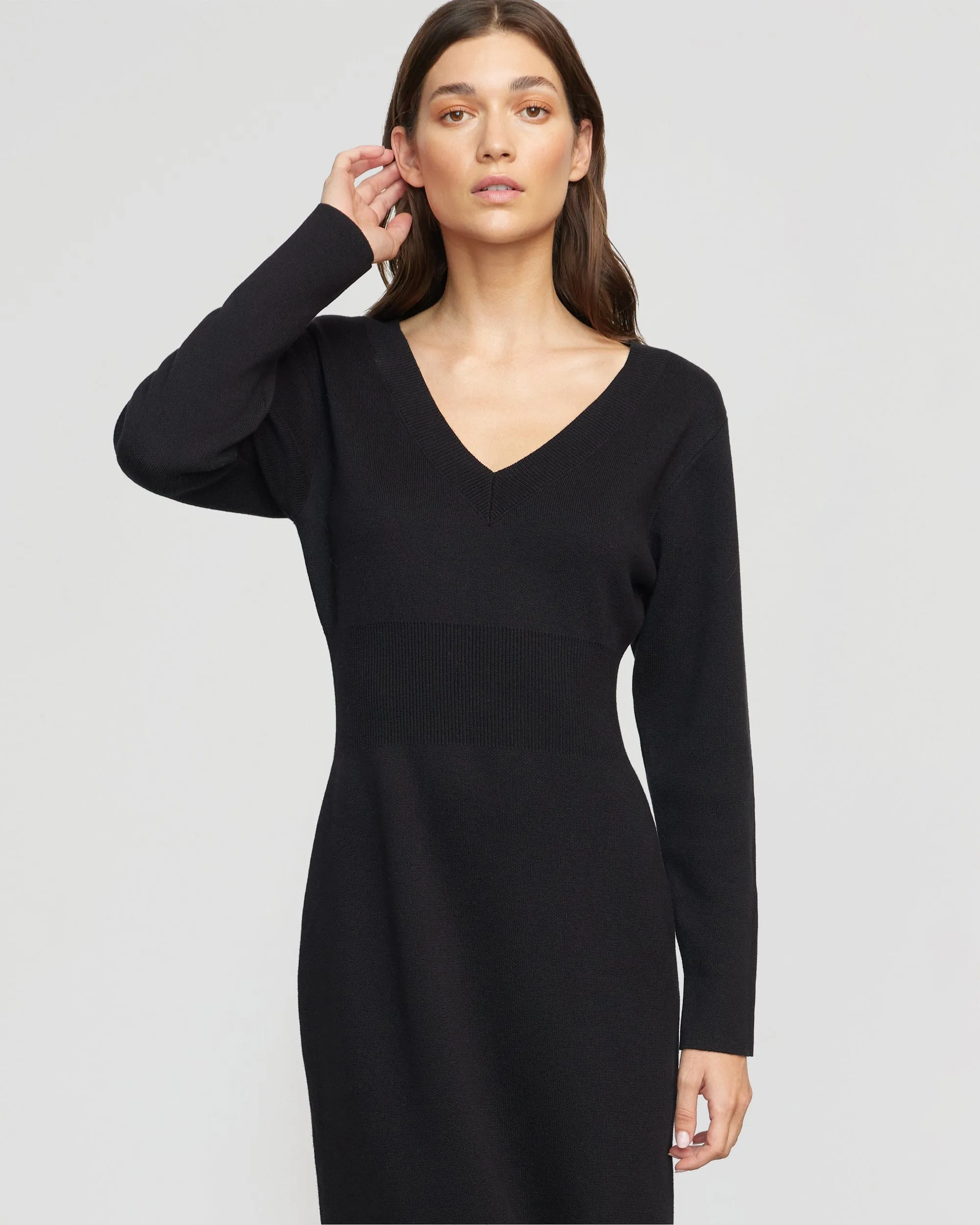 Bora Off-Shoulder V-Neck Sweater Dress