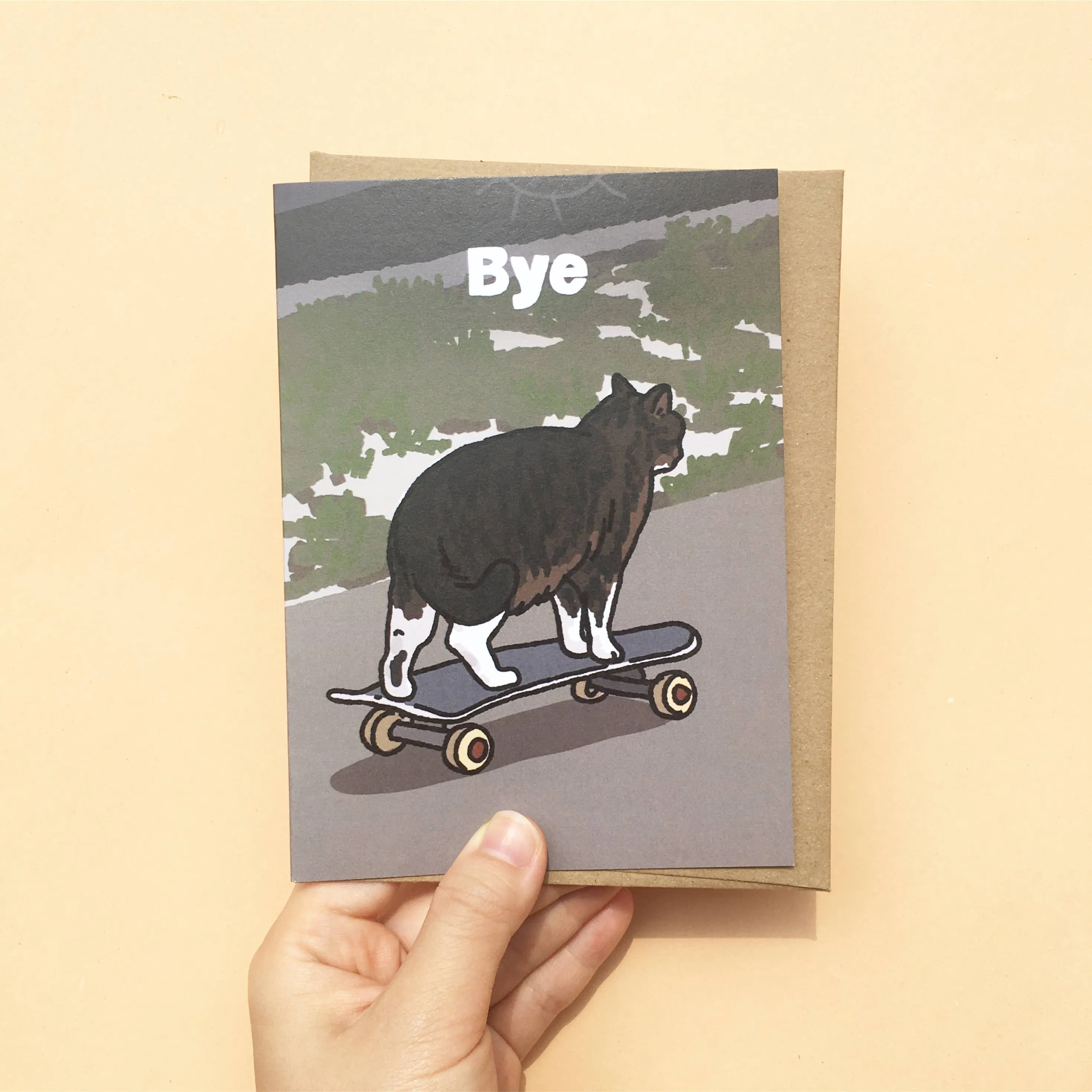 Bye Cat Skateboard Card