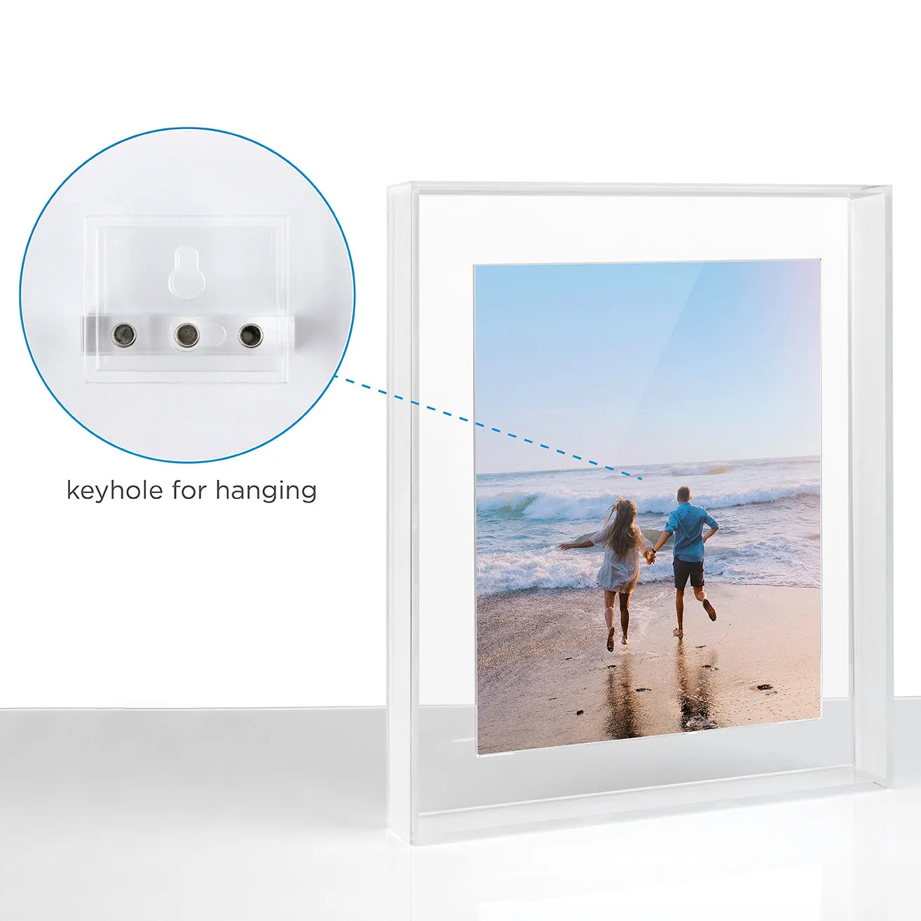 Case Pack of Five Float Frame for Tabletop or Wall with Magnetic Photo Holder (CHOOSE YOUR SIZE)