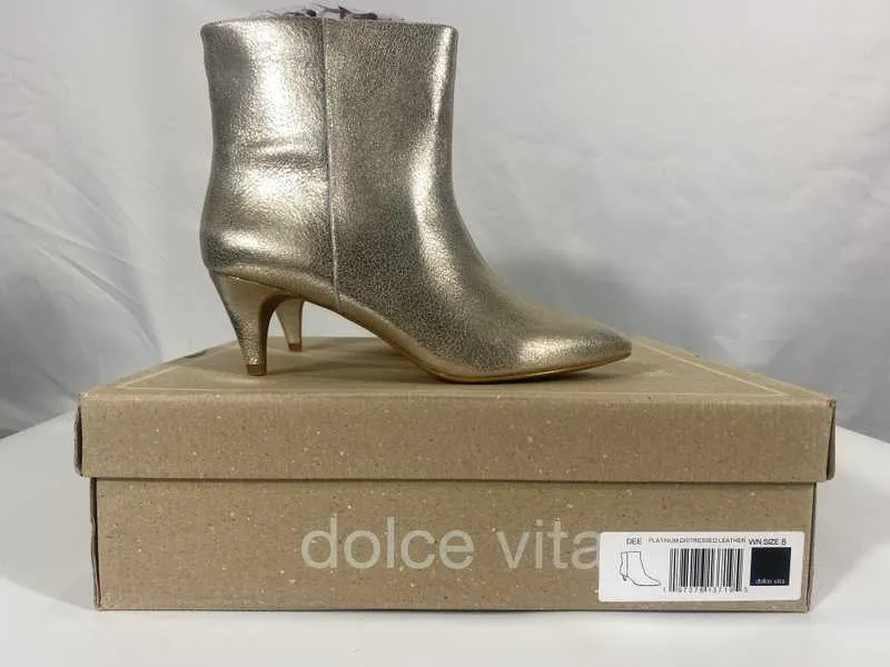 DEE BOOTIES PLATINUM DISTRESSED LEATHER - re:vita