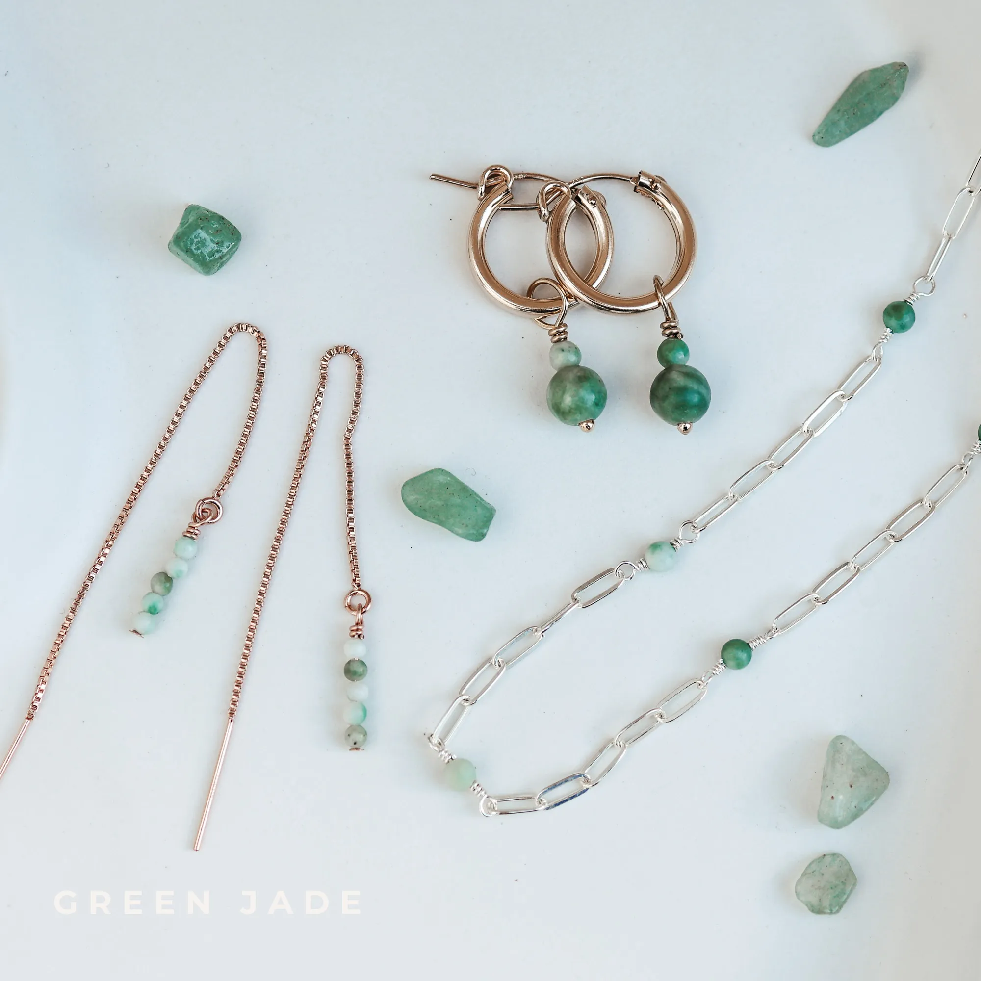 Eleni • Gemstone Adorned Thread Through Earrings