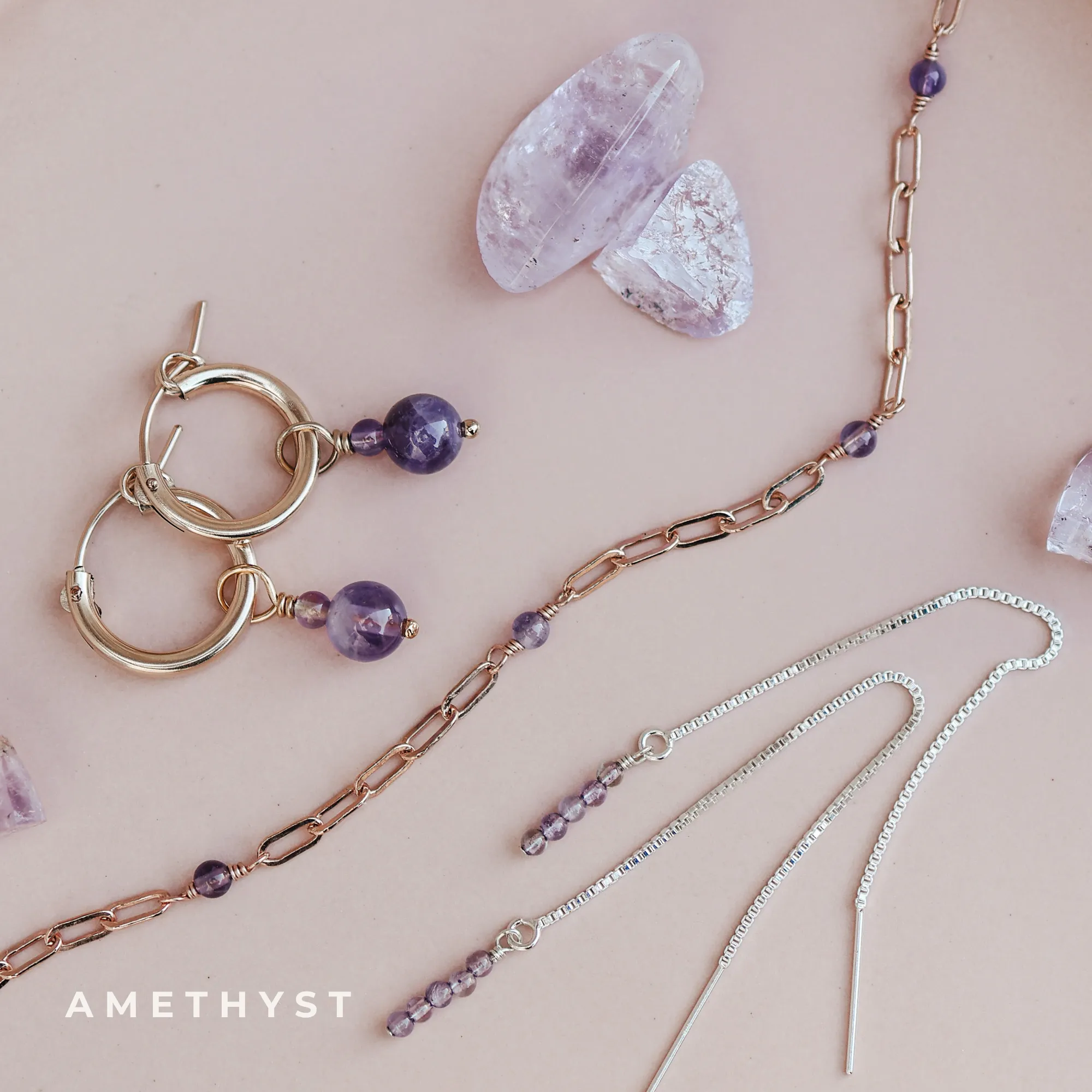 Eleni • Gemstone Adorned Thread Through Earrings