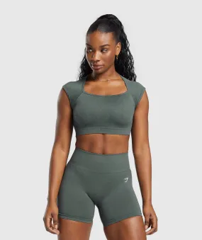 Gymshark Adapt Fleck Seamless Crop Top - Slate Teal/Cargo Teal