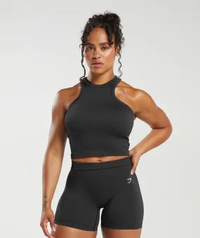 Gymshark Adapt Fleck Seamless Midi Tank - Black/Smokey Grey