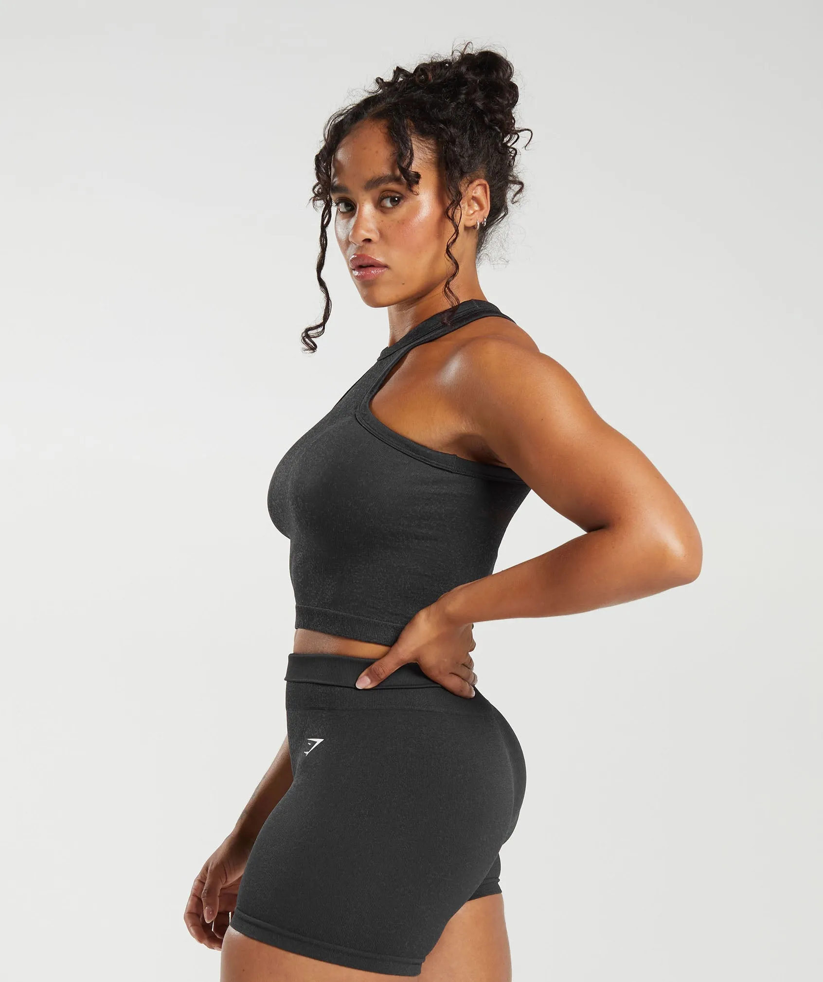 Gymshark Adapt Fleck Seamless Midi Tank - Black/Smokey Grey