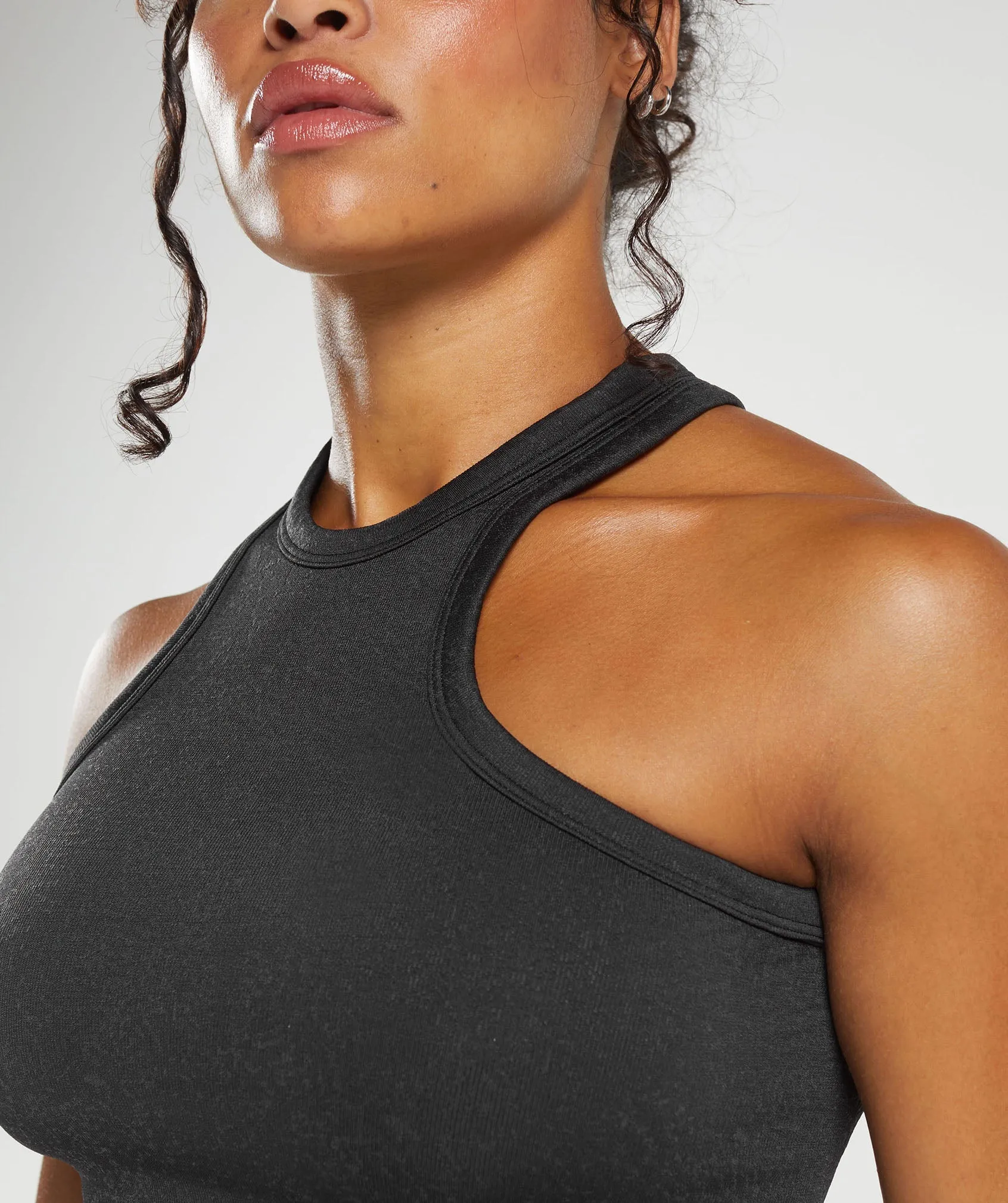 Gymshark Adapt Fleck Seamless Midi Tank - Black/Smokey Grey