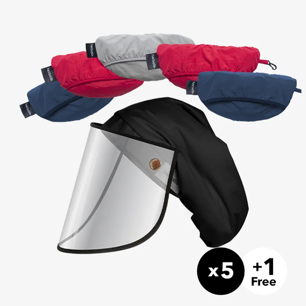 Hairbrella Pro XL Rain Hat   Face Shield Gifting Bundle (Buy 5, Get 1 Free)