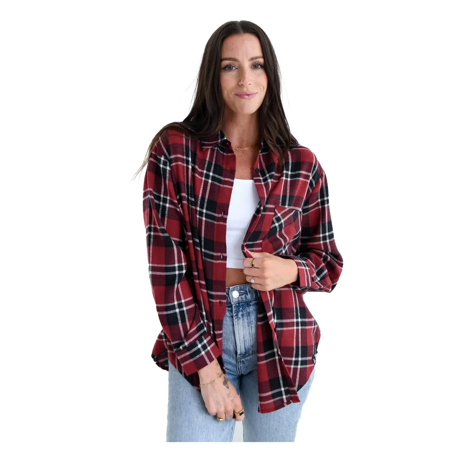 Ladies Indiana Hoosiers Oversized Flannel