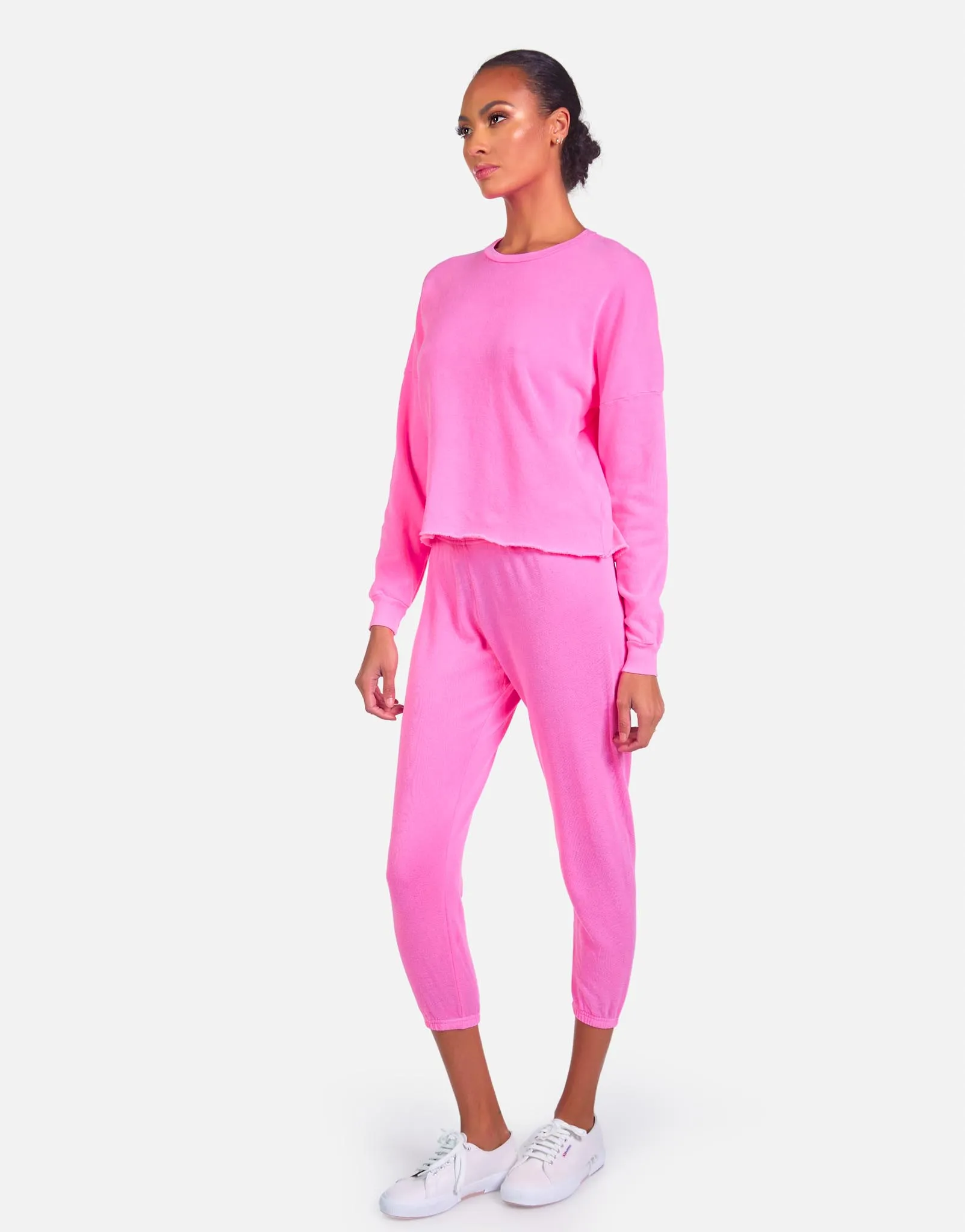 Nate Core Neon Pink Crop Sweatpant