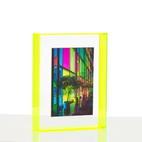 Neon Yellow Float Frame for Tabletop or Wall with Magnetic Photo Holder