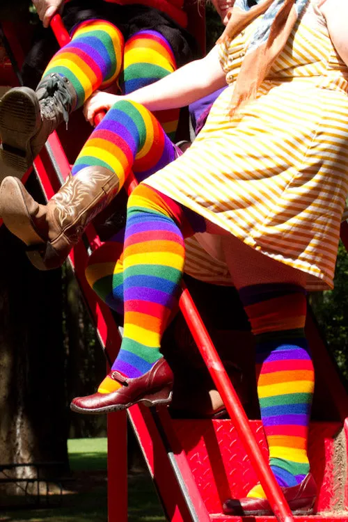 Radiant Rainbows Extraordinary Thigh High Socks