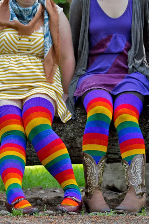 Radiant Rainbows Extraordinary Thigh High Socks