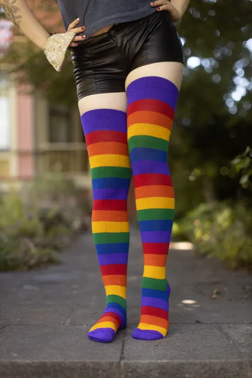 Radiant Rainbows Extraordinary Thigh High Socks