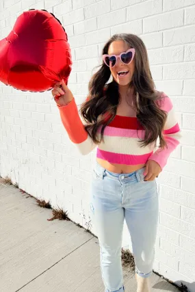 Red Color Block Striped Top - FINAL SALE