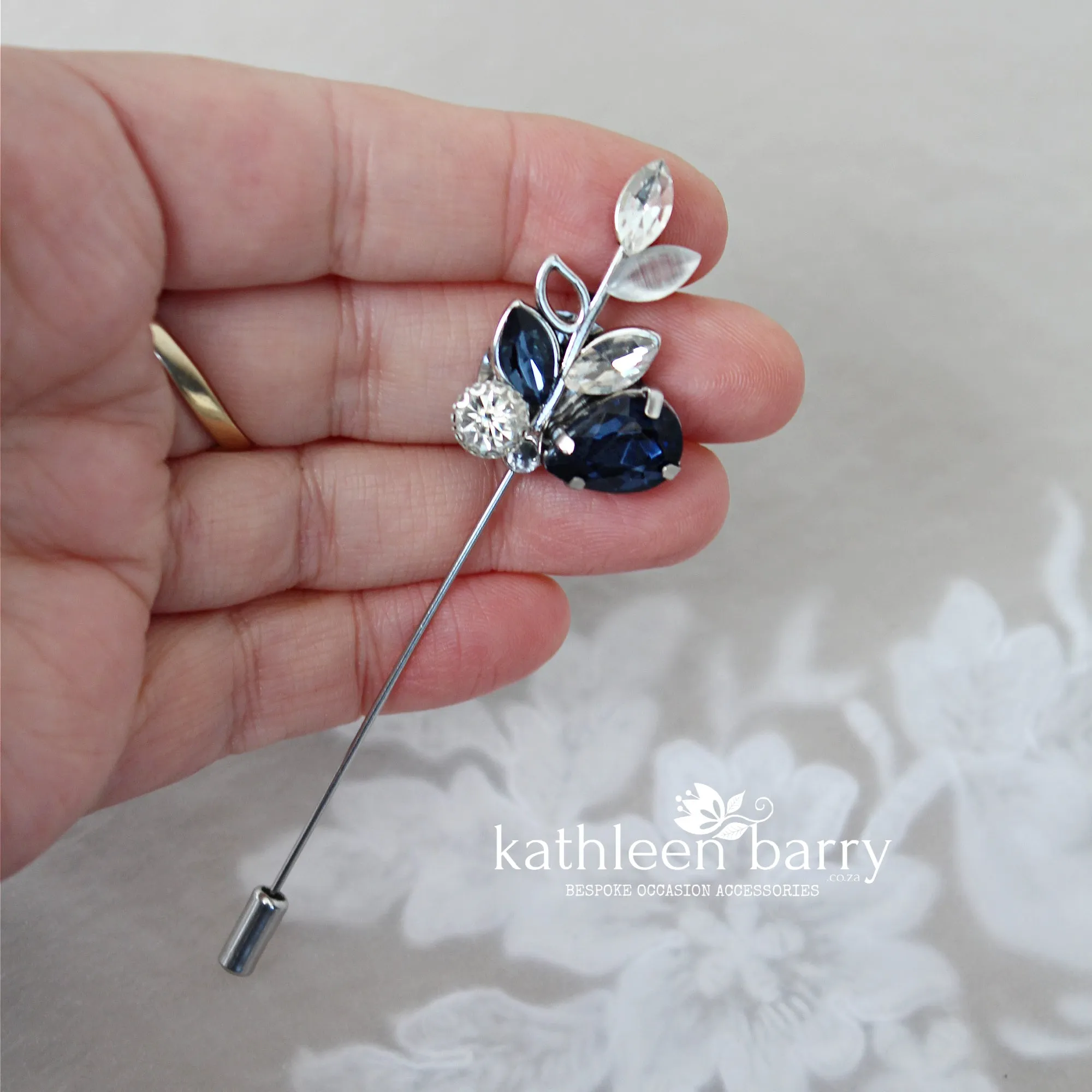 Stephan Rhinestone boutonniere - Lapel pin - suit brooch (sold individually) Groom, groomsmen, Prom