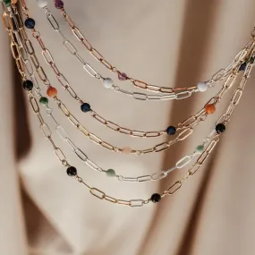 Thalia • Gemstone Adorned Link Necklace