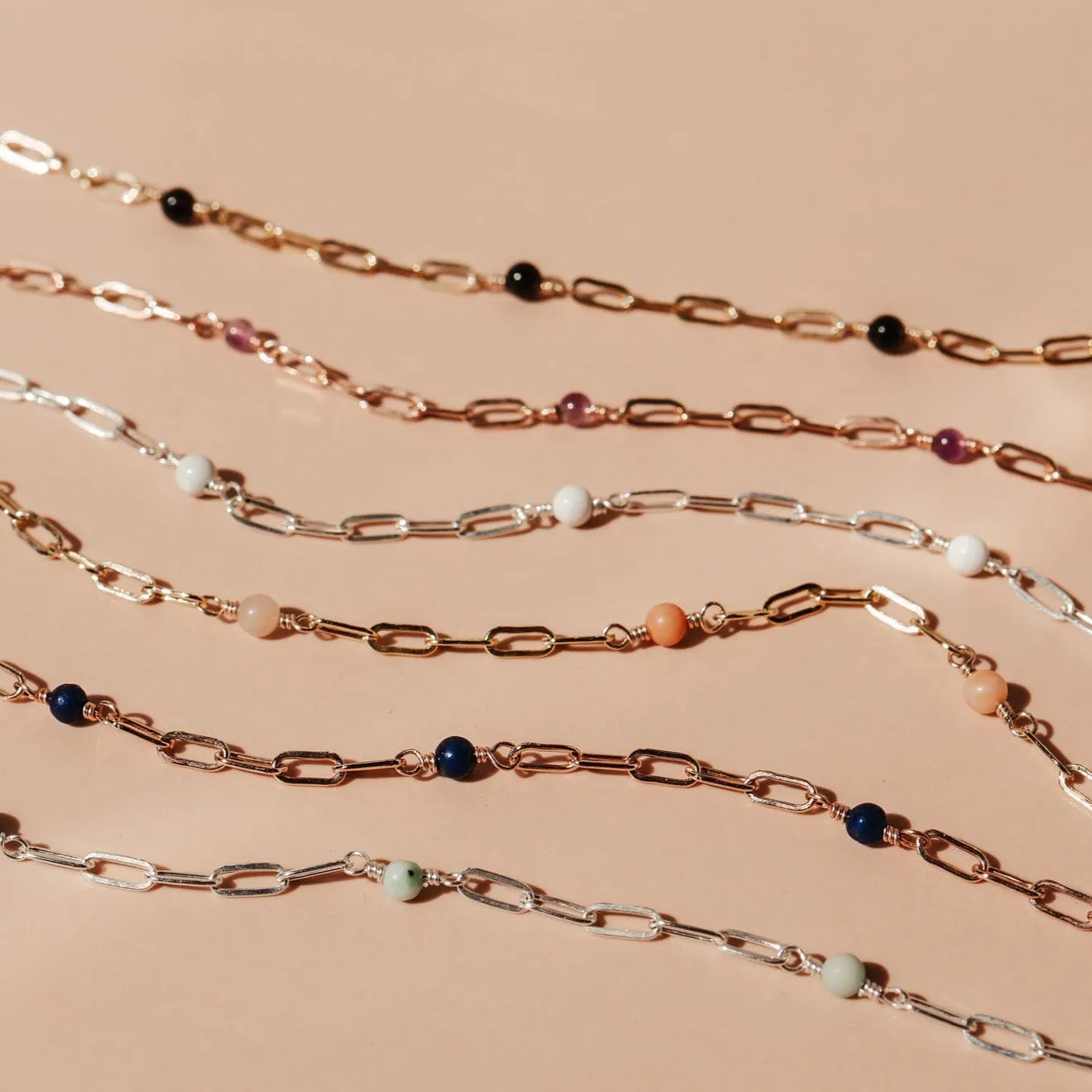 Thalia • Gemstone Adorned Link Necklace