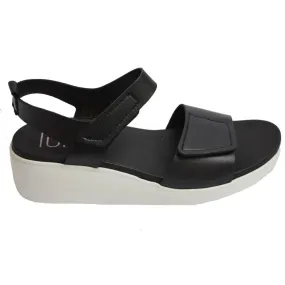 Velcro Wedge Sandal Black/White