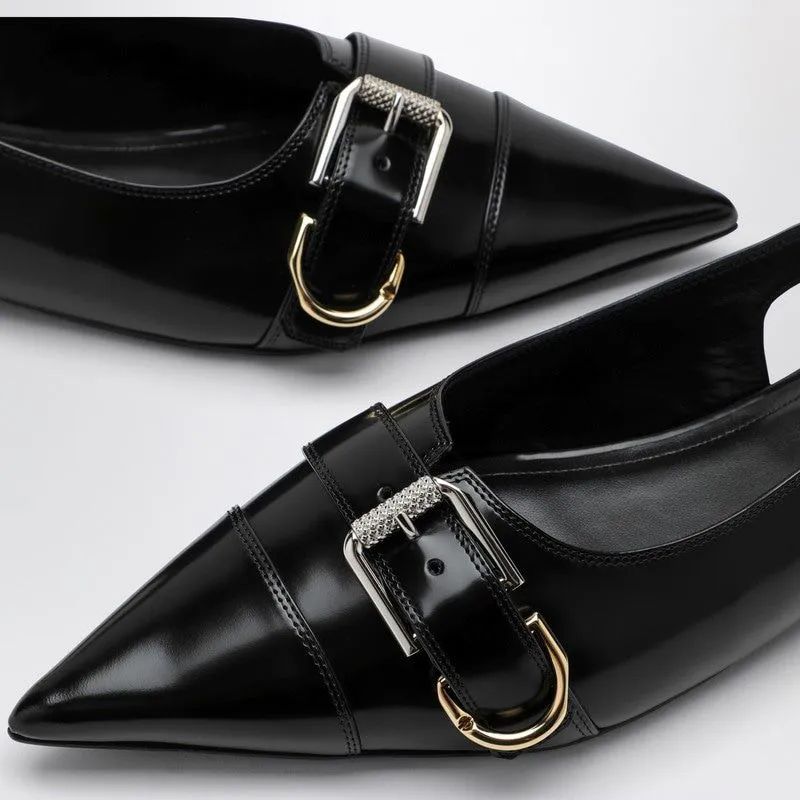 VOYOU BLACK LEATHER SLINGBACK