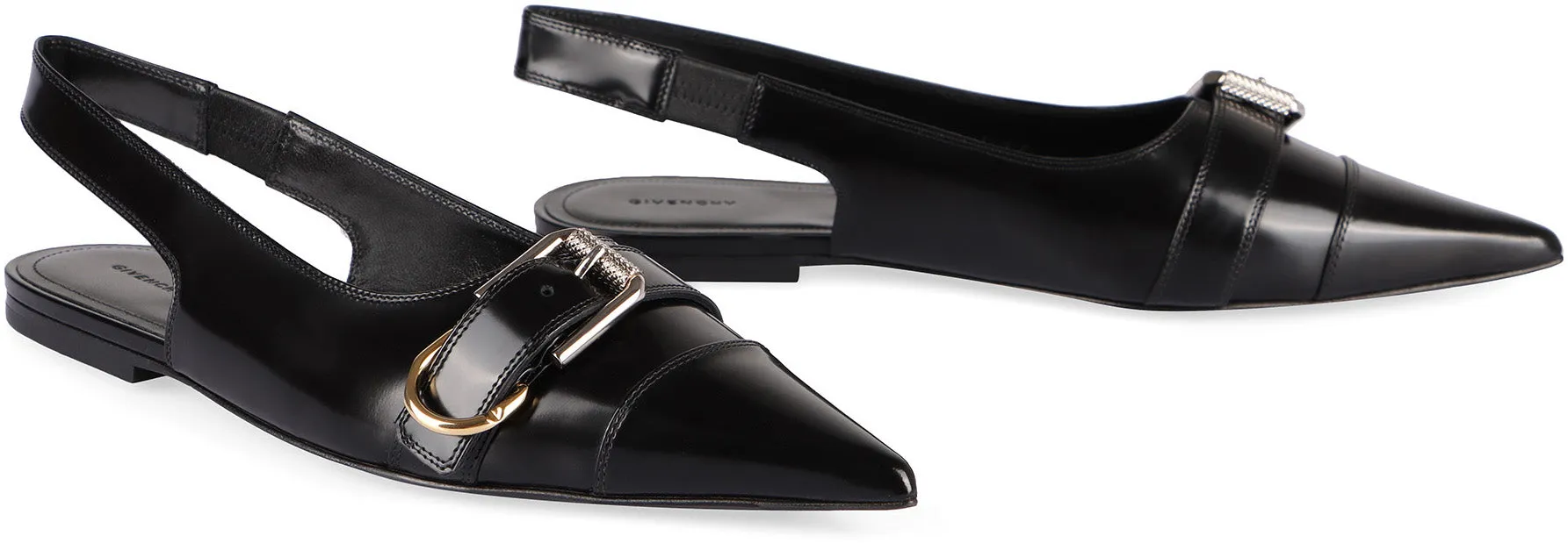 VOYOU BLACK LEATHER SLINGBACK