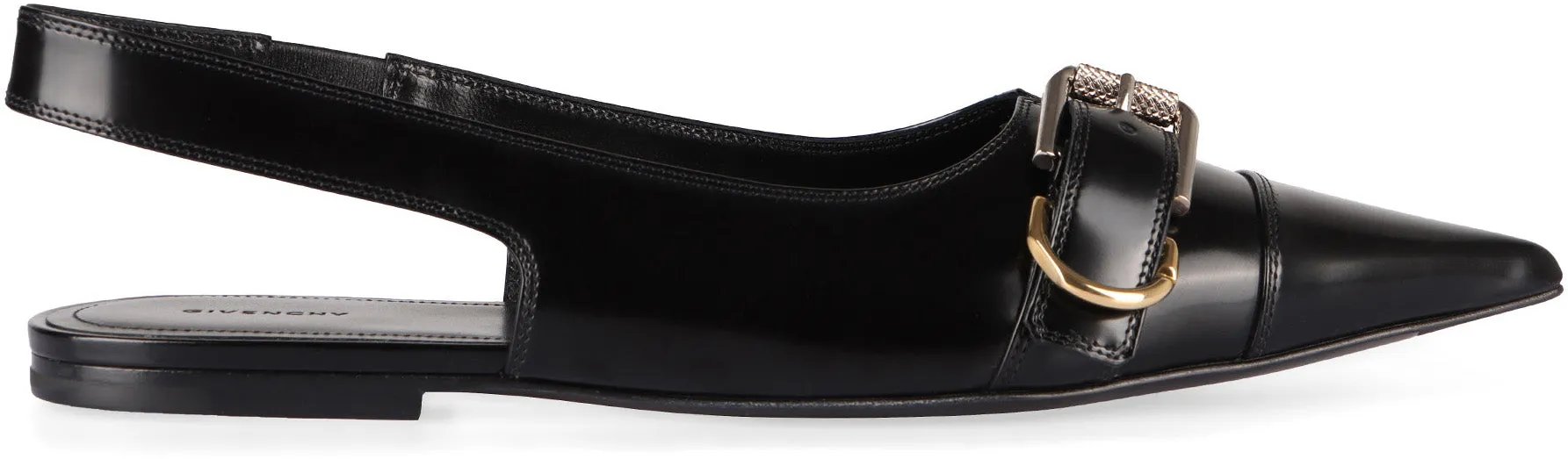 VOYOU BLACK LEATHER SLINGBACK