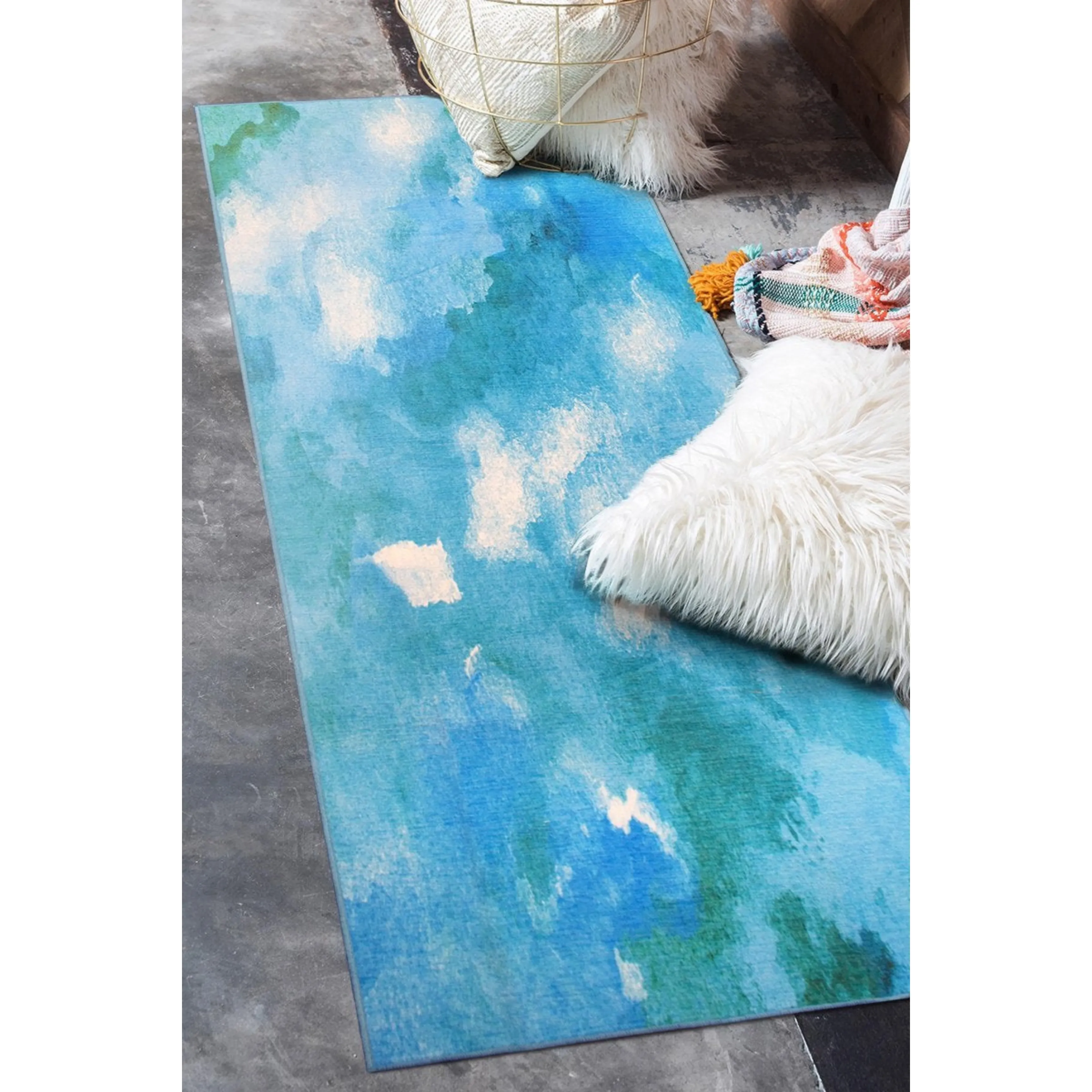 Watercolor Aqua Washable Blue