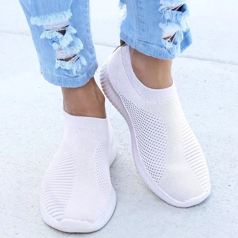 Women White Sneakers Socks Shoes Casual White Sneakers Summer Knitted Vulcanized Shoes Women Trainers Tenis Feminino