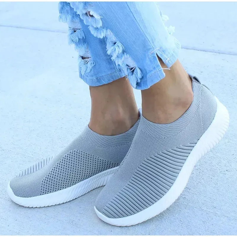 Women White Sneakers Socks Shoes Casual White Sneakers Summer Knitted Vulcanized Shoes Women Trainers Tenis Feminino